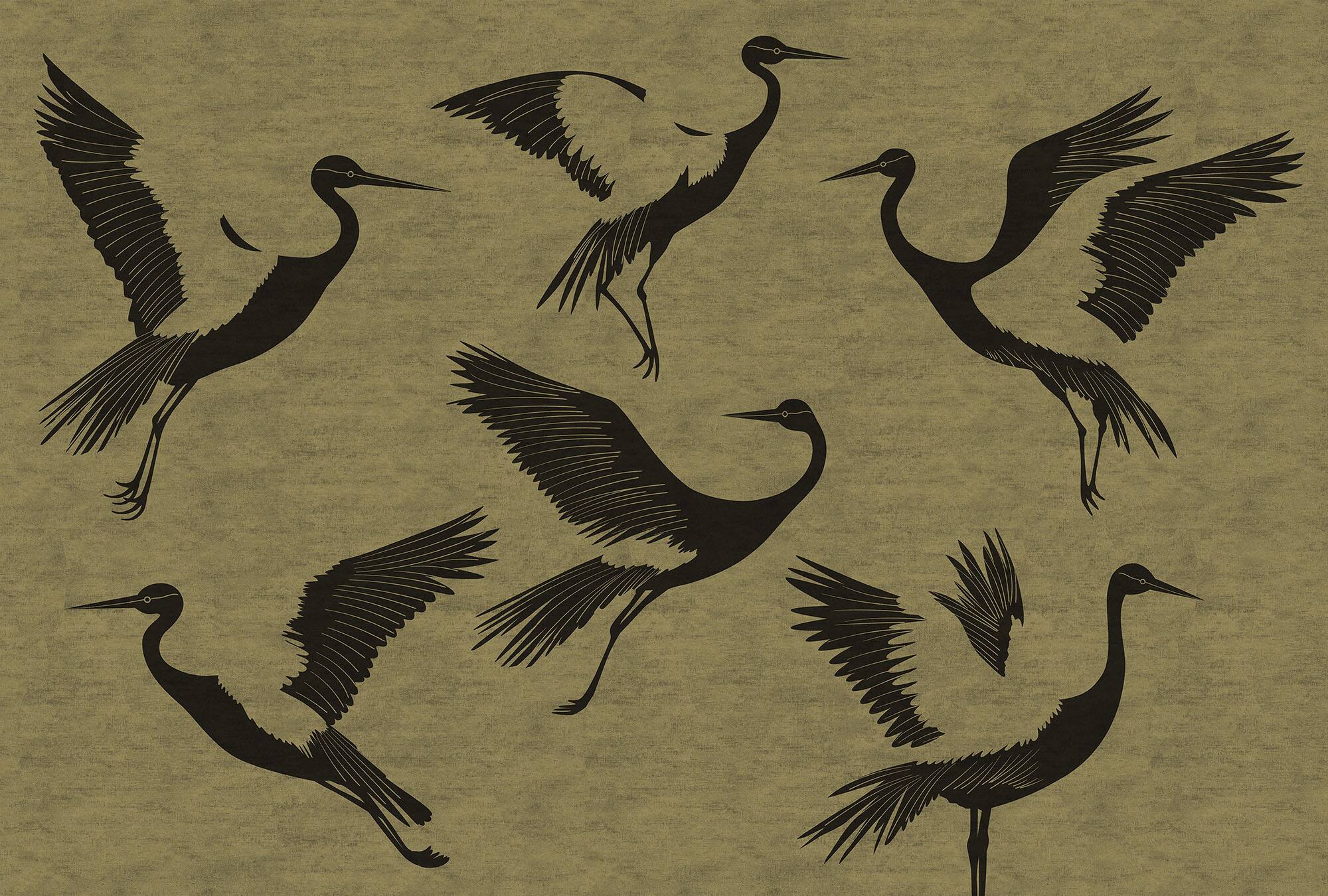 Designs Direct Black Feathers Gold Wall Mural
